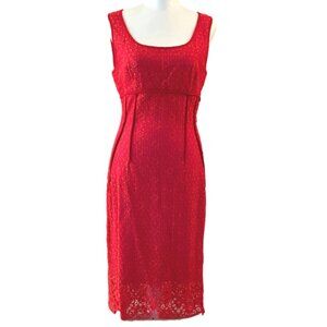 Clips Red Lace Sleeveless Lined Midi Dress  Size 42 (US Size 6)  New with Tags